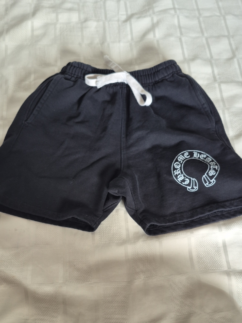 Chrome Hearts Black Drawstring Athletic Shorts with White Logo